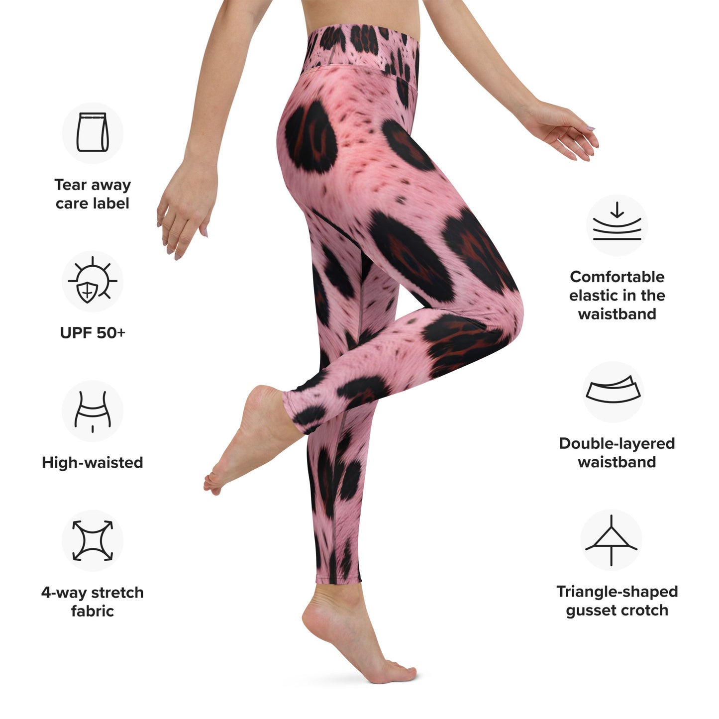 Pink Leopard Fur Print Yoga Leggings For Women