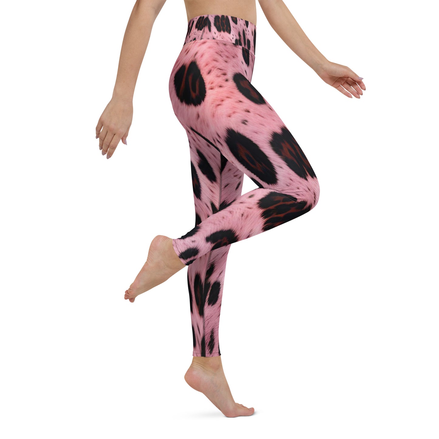 Pink Leopard Fur Print Yoga Leggings For Women