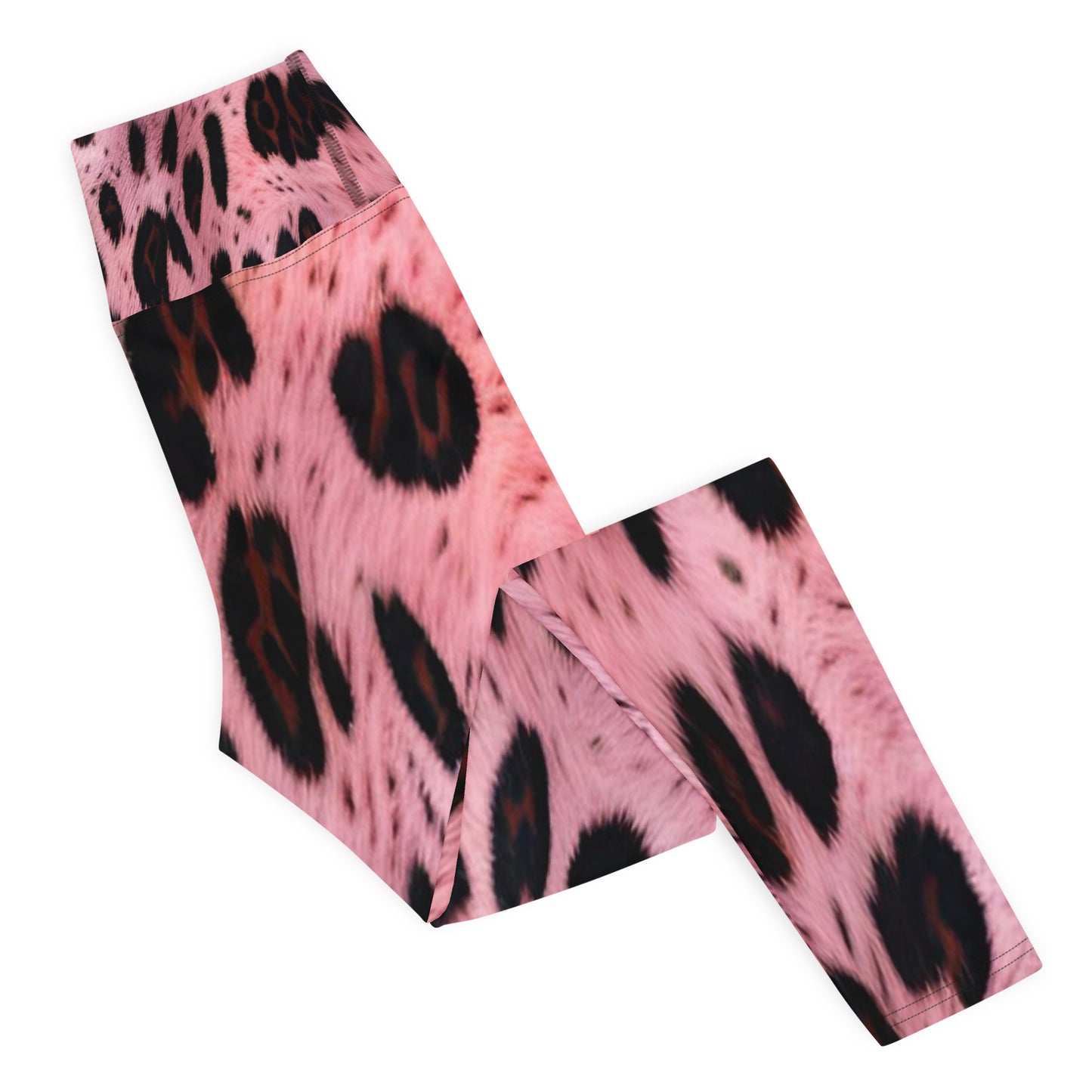 Pink Leopard Fur Print Yoga Leggings For Women