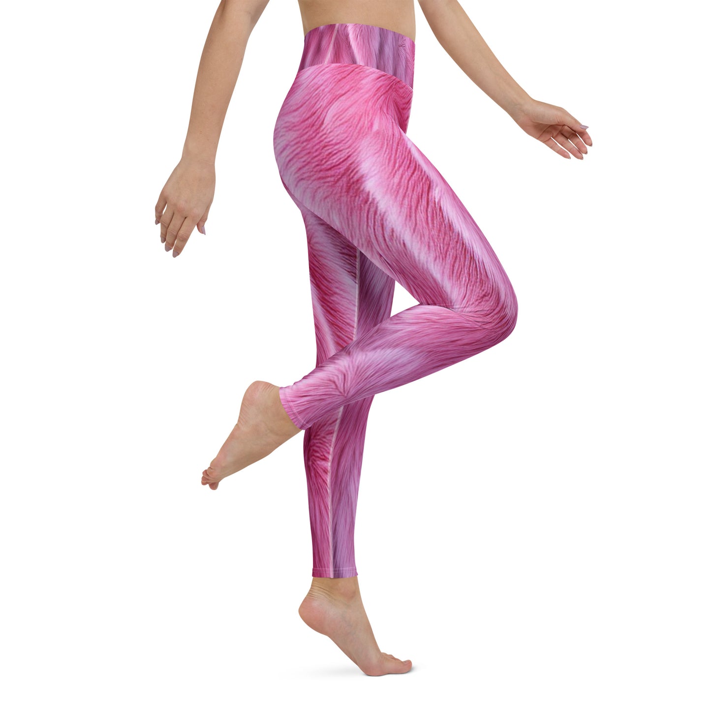 Pink Fluffy Fur Printed Yoga Leggings For Women