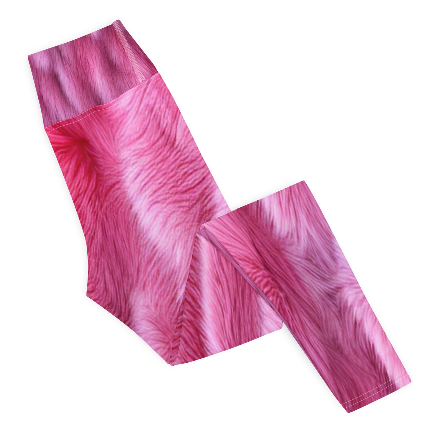 Pink Fluffy Fur Printed Yoga Leggings For Women
