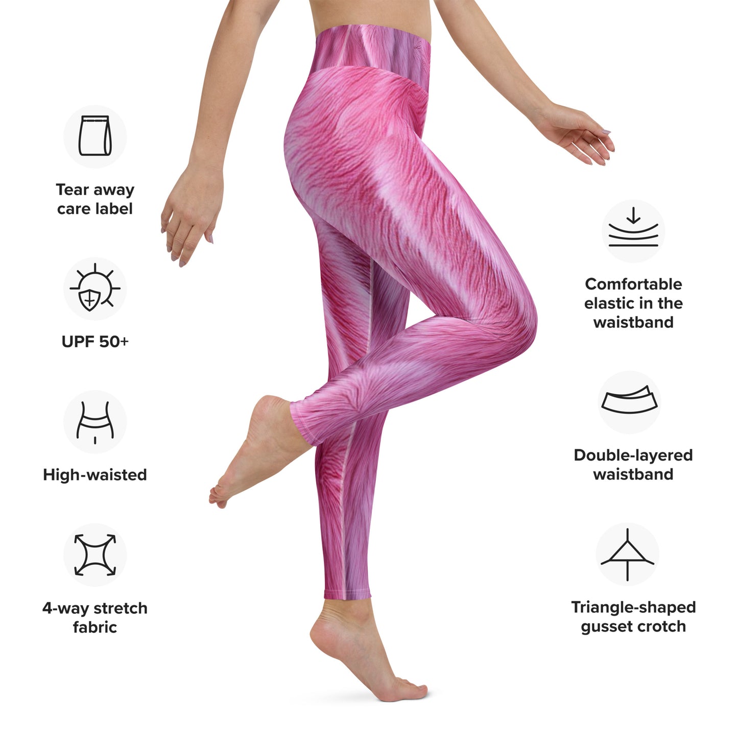 Pink Fluffy Fur Printed Yoga Leggings For Women