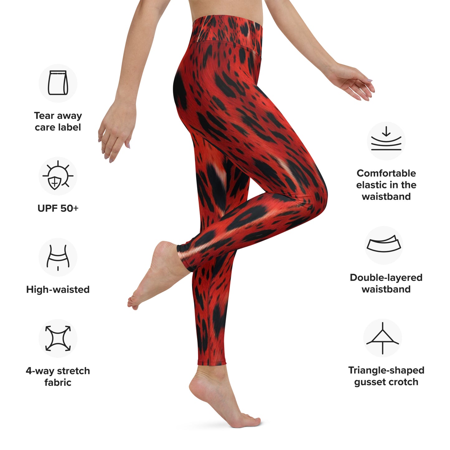 Red Leopard Fur Print Yoga Leggings For Women