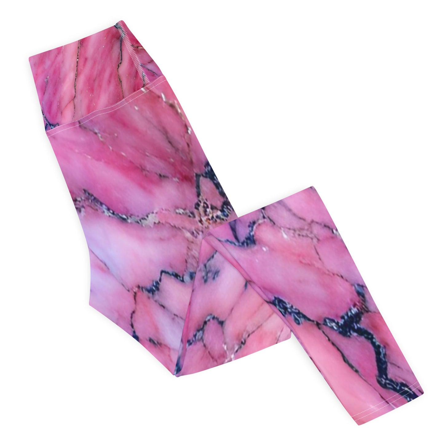 Pink Marble Printed Yoga Leggings For Women