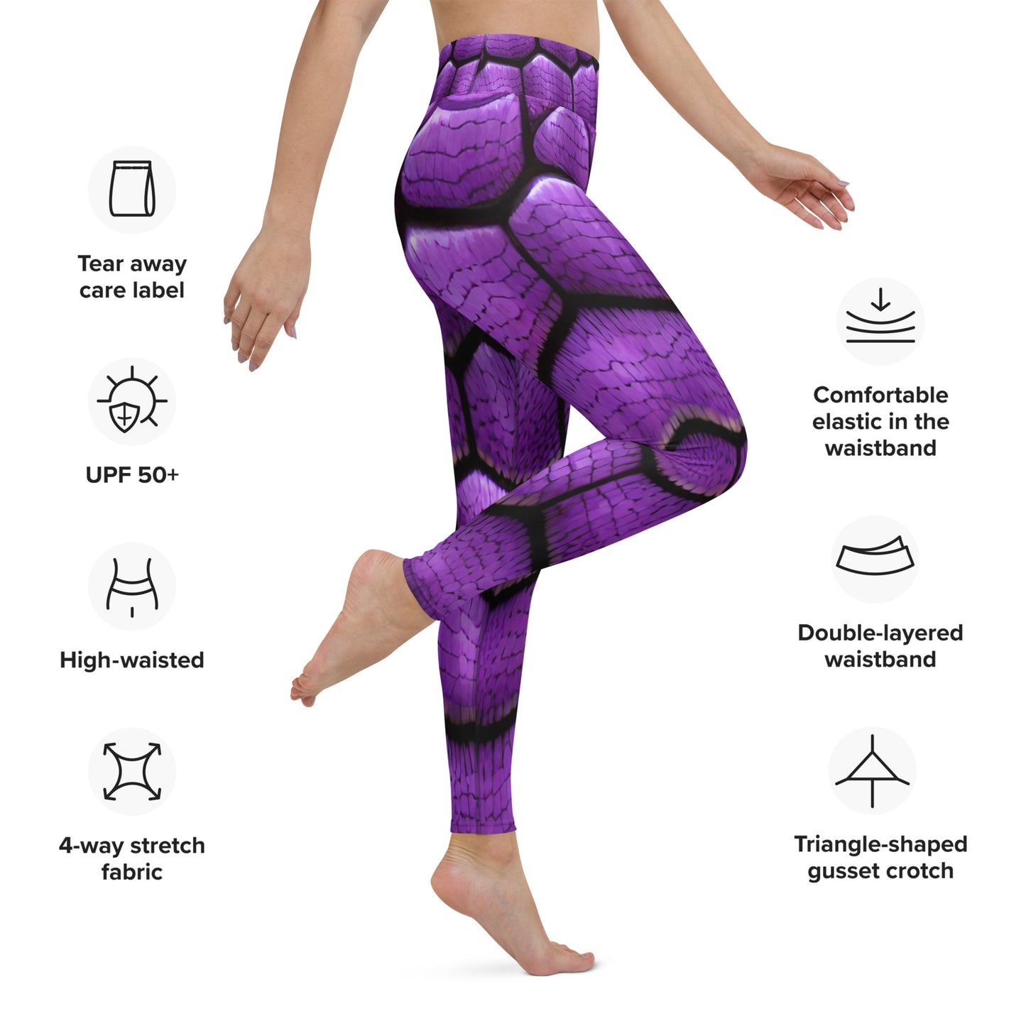 Purple Dragon Scales Custom Print Yoga Leggings
