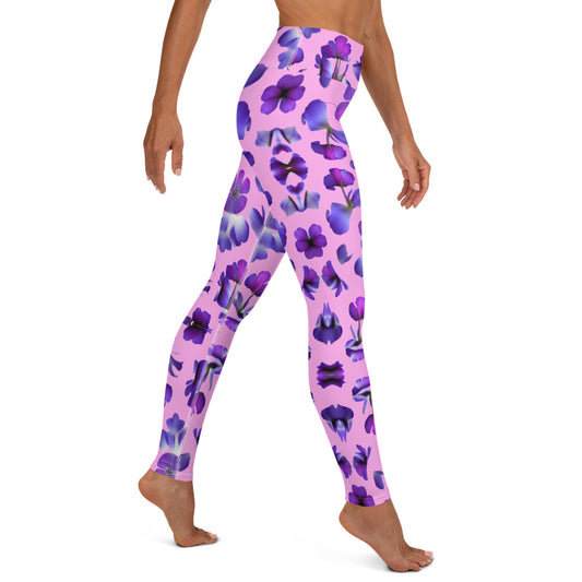 Violets Pattern Printed Yoga Leggings For Women