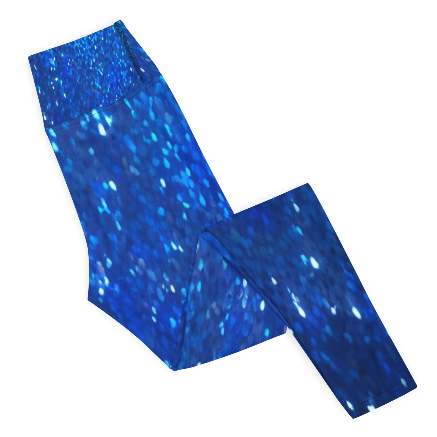 Blue Glitter Print Yoga Leggings For Women