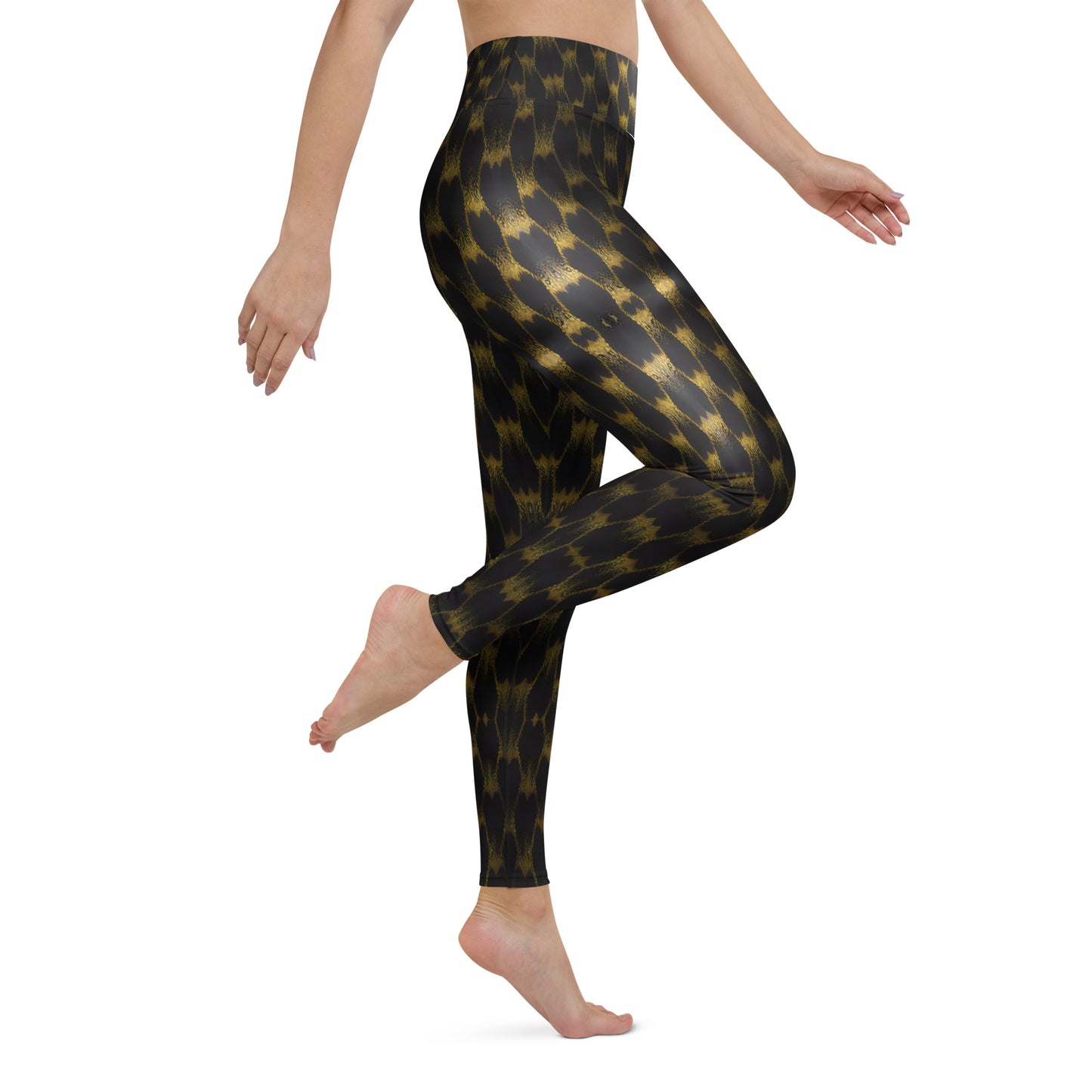 Exotic Gold Knots Print Yoga Leggings For Women