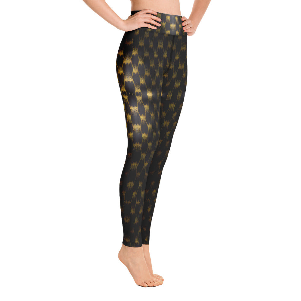 Exotic Gold Knots Print Yoga Leggings For Women