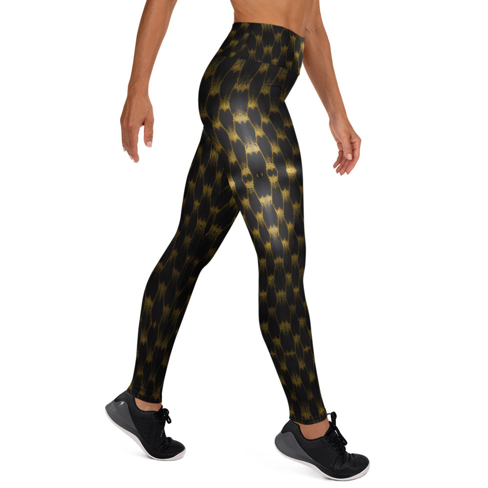 Exotic Gold Knots Print Yoga Leggings For Women