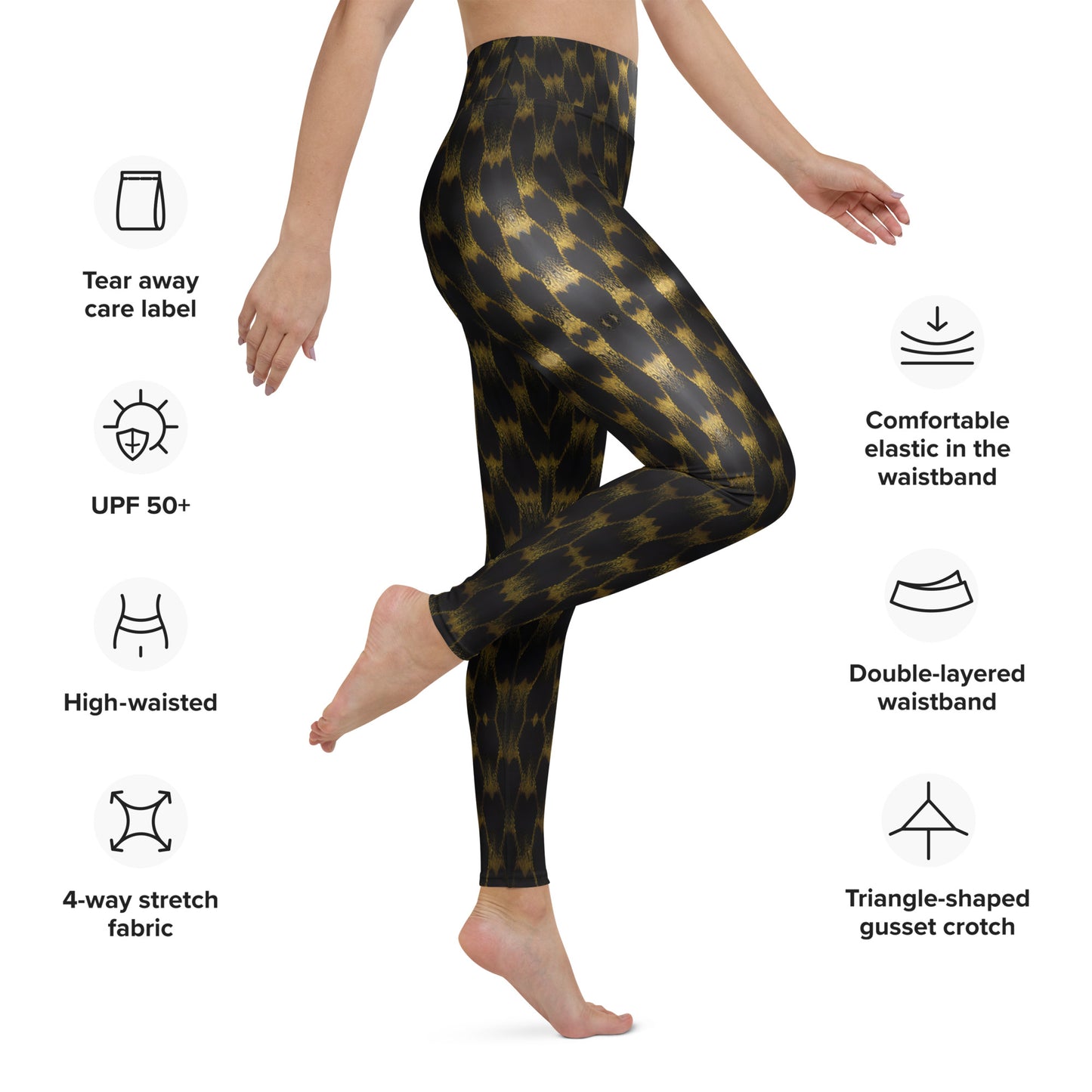 Exotic Gold Knots Print Yoga Leggings For Women