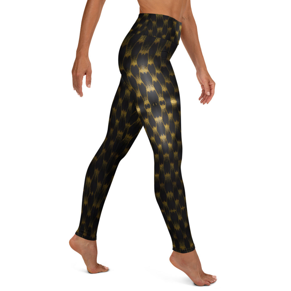 Exotic Gold Knots Print Yoga Leggings For Women