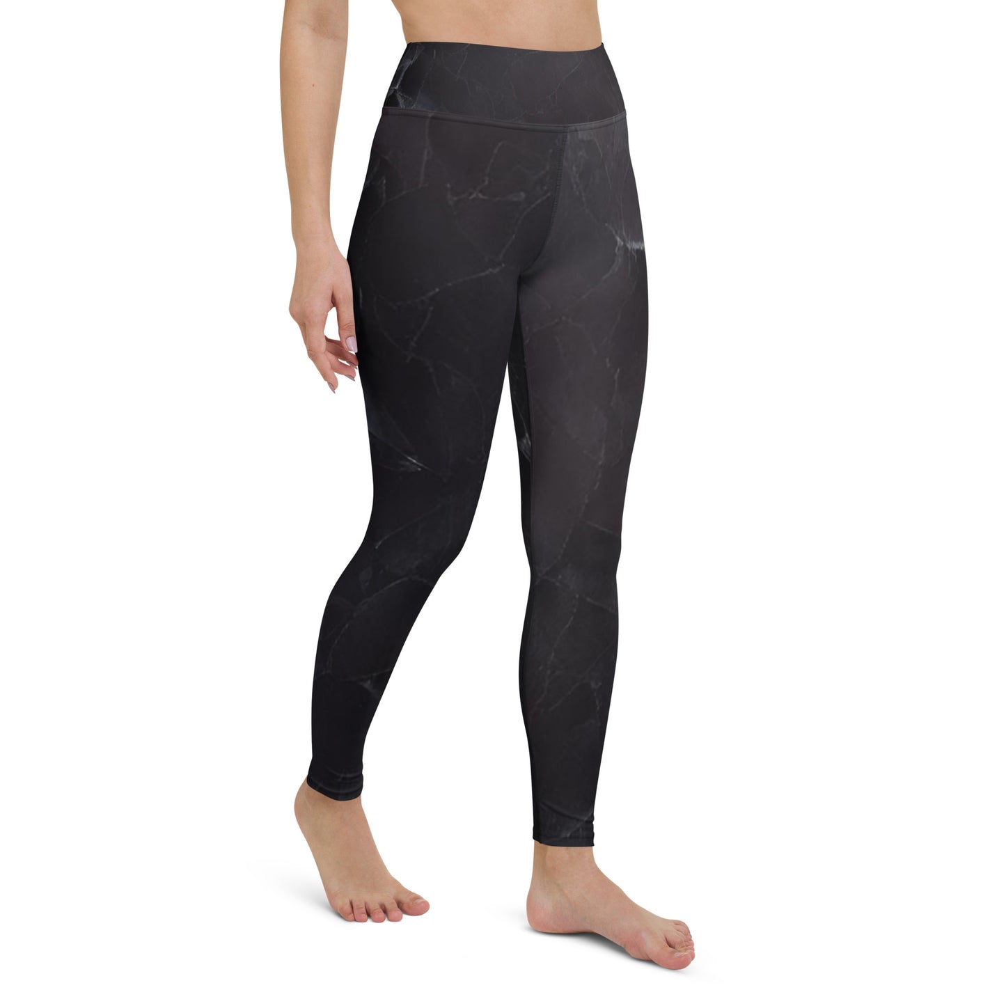 Black Slate Print Yoga Leggings For Women