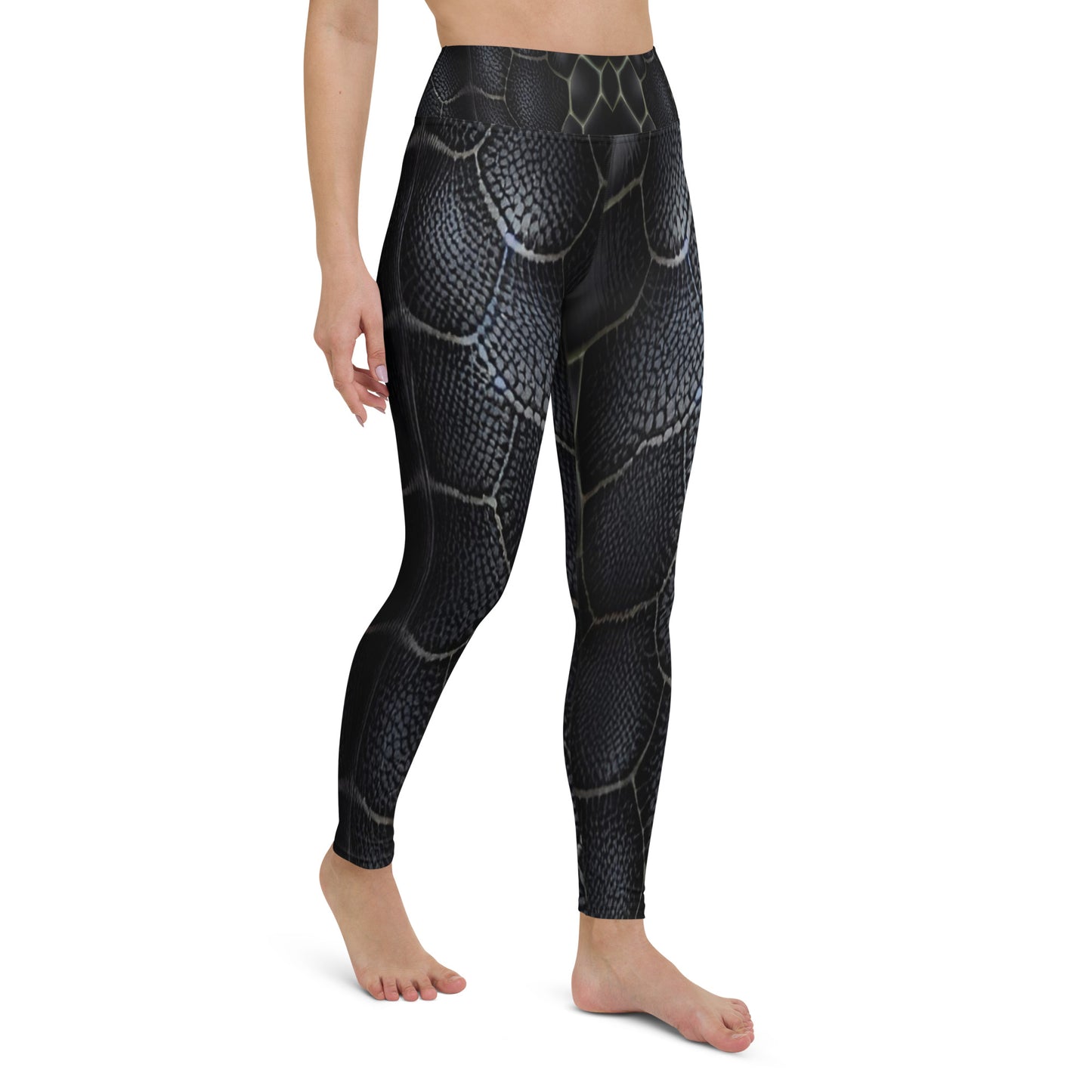 Black Mamba Snake Print Yoga Leggings For Women