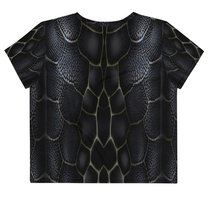 Black Mamba Snake Print Crop Tee For Women