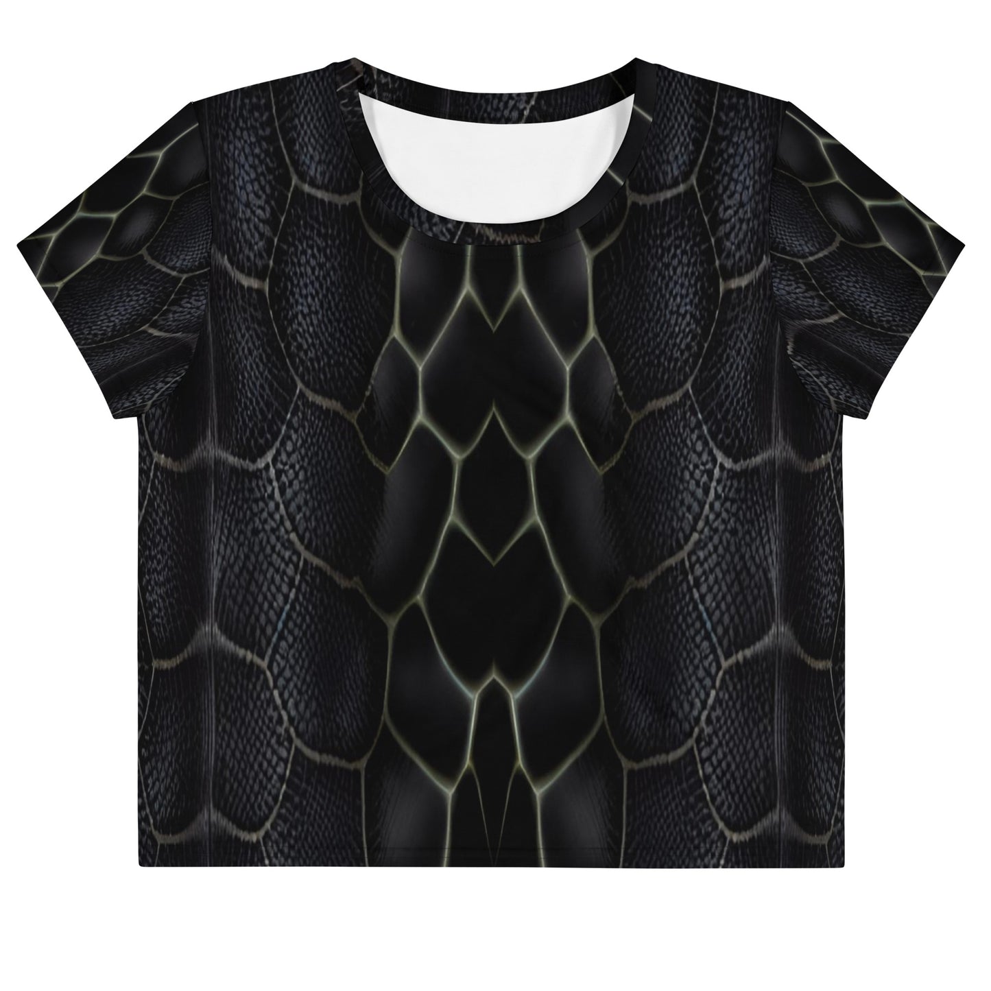 Black Mamba Snake Print Crop Tee For Women