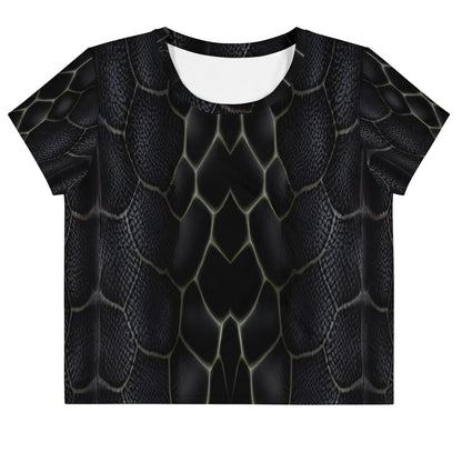 Black Mamba Snake Print Crop Tee For Women