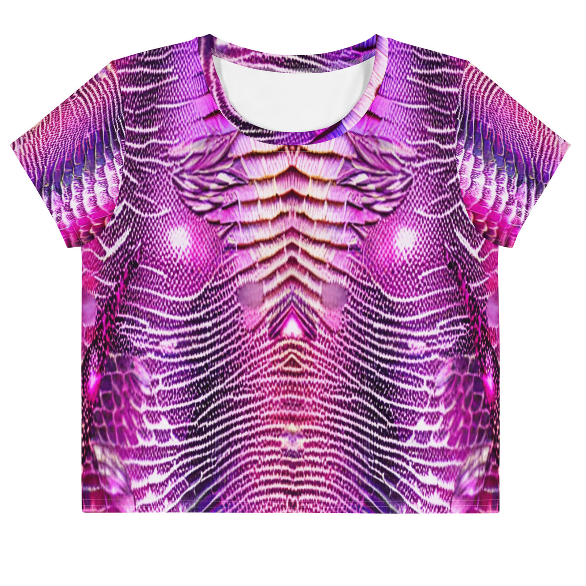 Pink & Purple Shimmering Scales Print Crop Tee For Women 