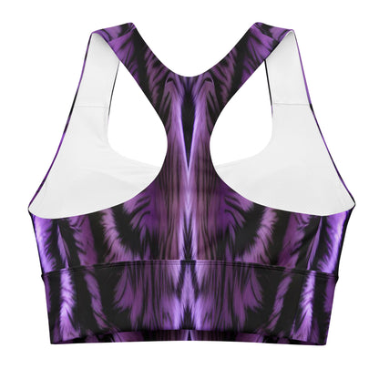 Purple Tiger Custom Print Longline Sports Bra