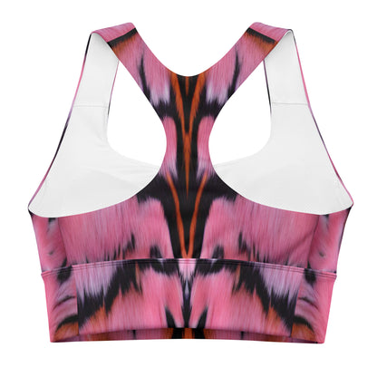Pink Tiger Fur Custom Print Longline Sports Bra