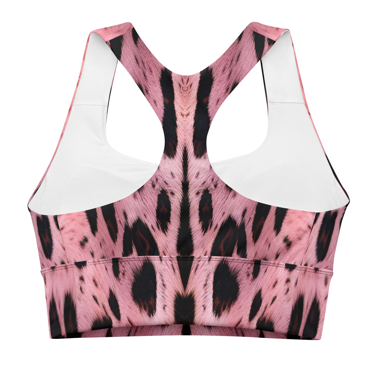 Pink Leopard Fur Custom Print Longline Sports Bra