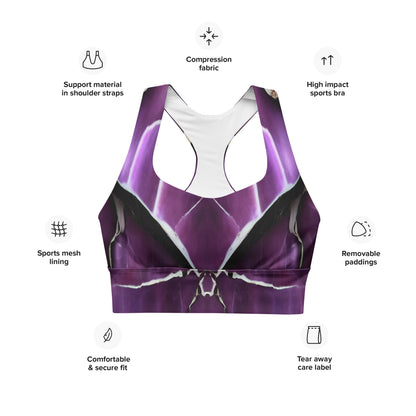 Purple Marble Custom Longline Sports Bra