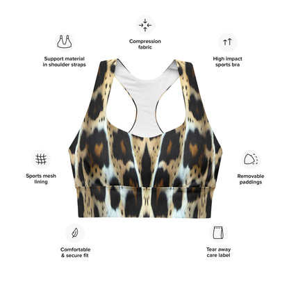 Leopard Print Premium Longline Sports Bra