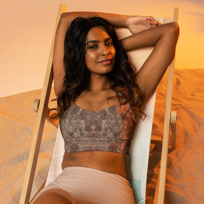 Pink Champagne Custom Printed Longline Sports Bra
