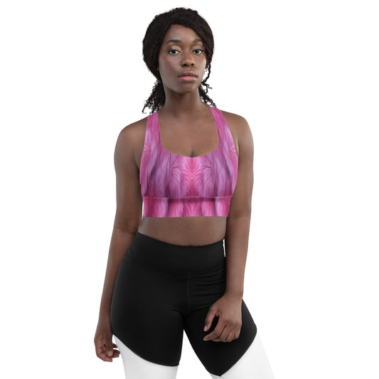 Fluffy Pink Fur Custom Print Sports Bra