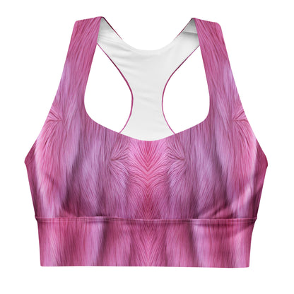 Fluffy Pink Fur Custom Print Sports Bra