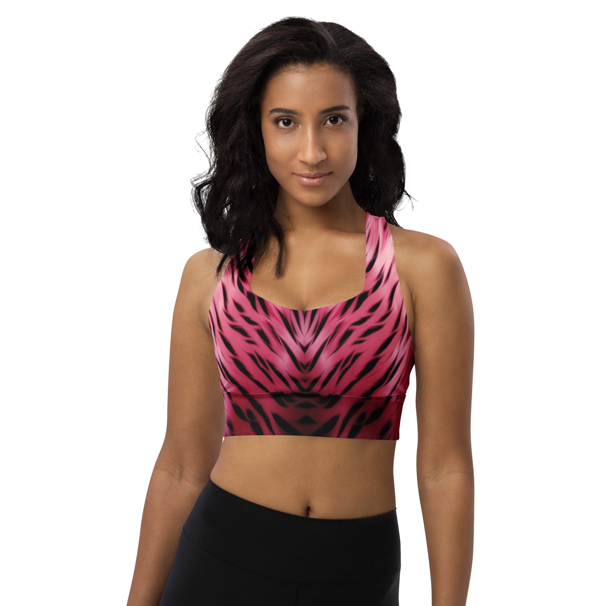 Pink and Black Stripes Fur Custom Print Sports Bra – Nova Jade Cosmetics