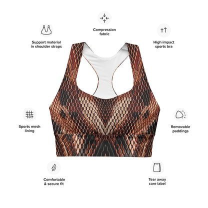 Copperhead Snake Print Sports Bra For Women