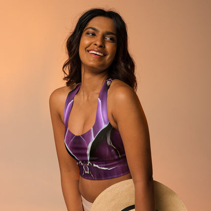 Purple Marble Custom Longline Sports Bra