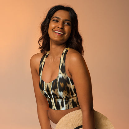 Leopard Print Premium Longline Sports Bra