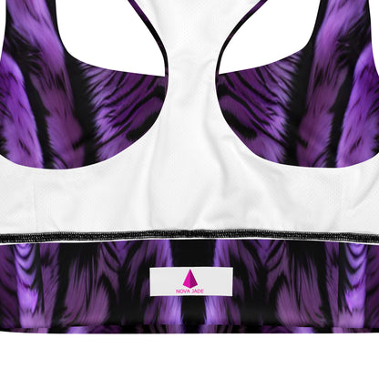 Purple Tiger Custom Print Longline Sports Bra
