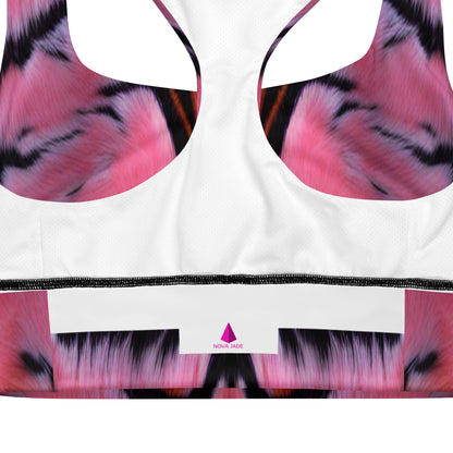Pink Tiger Fur Custom Print Longline Sports Bra