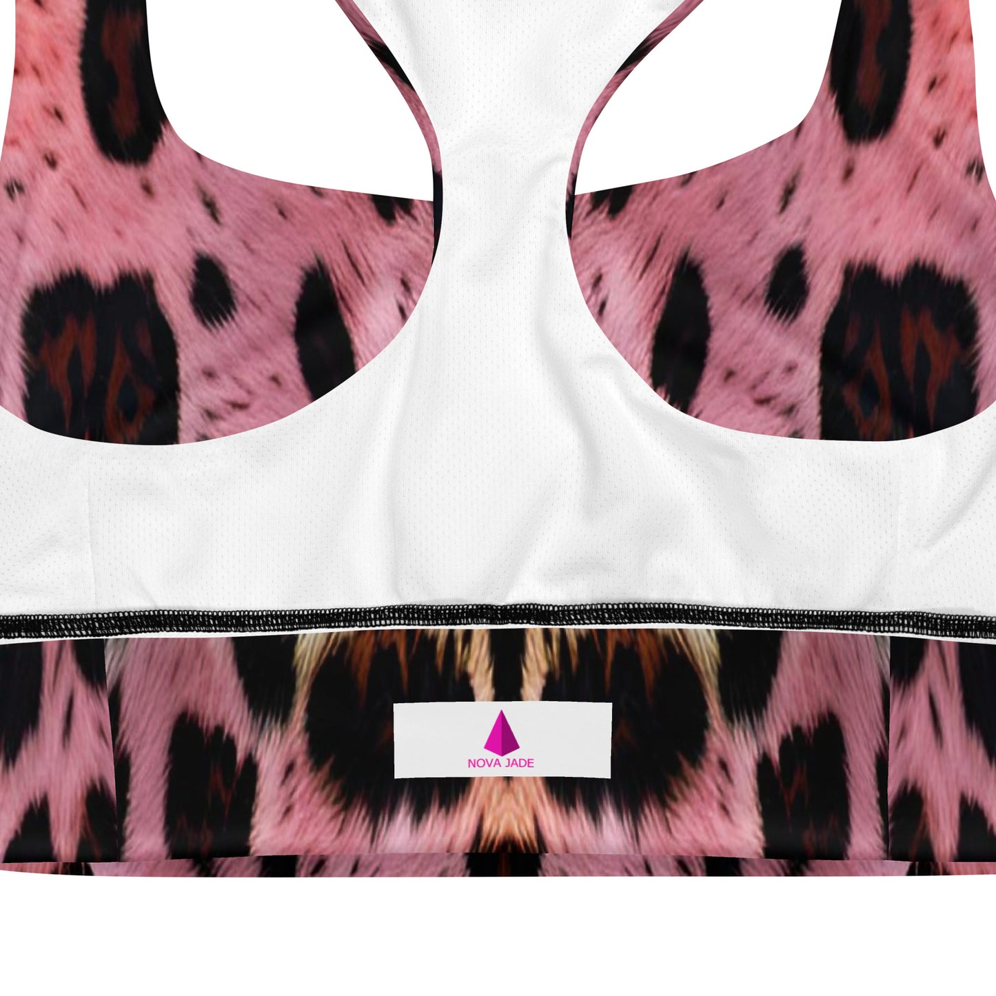 Pink Leopard Fur Custom Print Longline Sports Bra