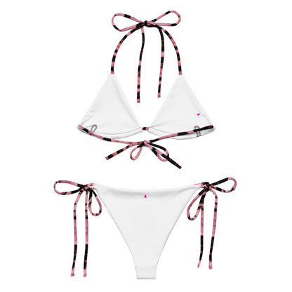 Pink Leopard Fur Custom Print String Bikini