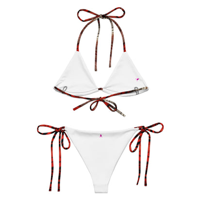 Red Leopard Fur Custom Print String Bikini