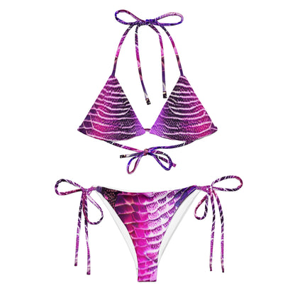 Pink & Purple Shimmering Scales Custom Print String Bikini