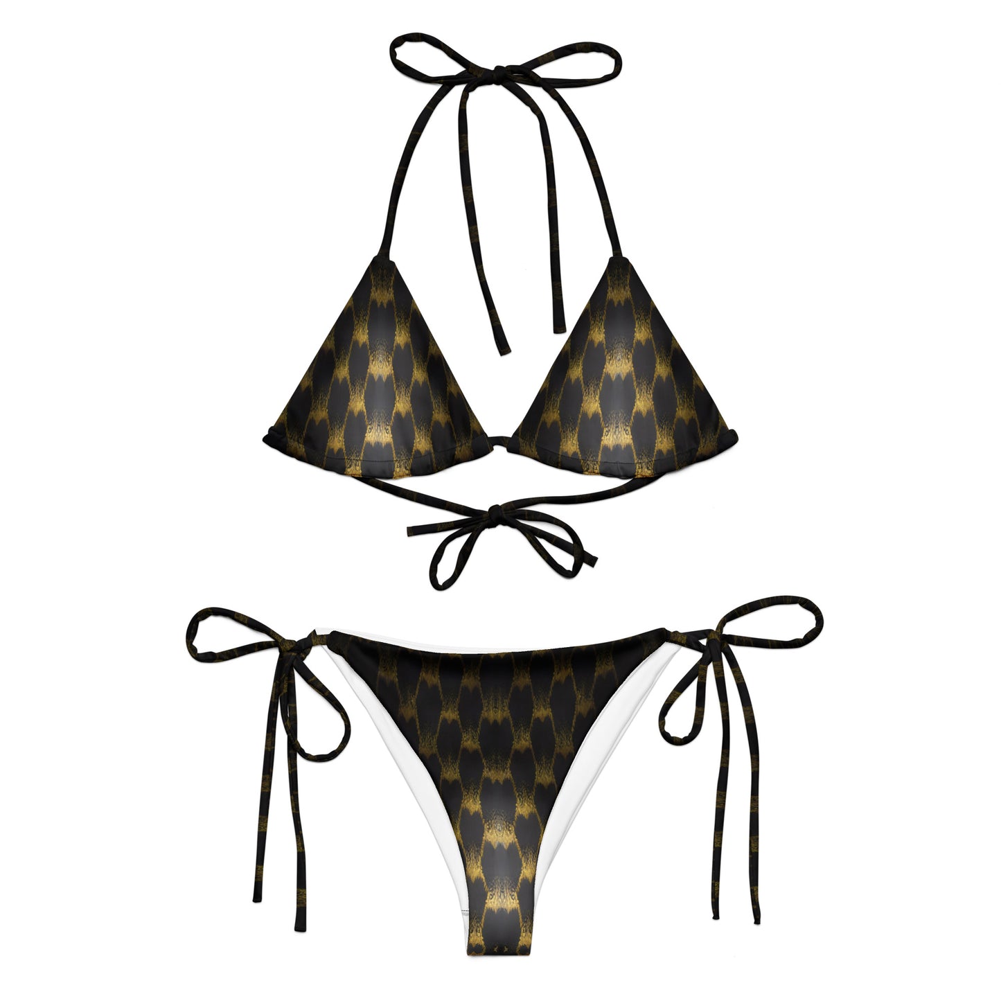 Exotic Gold Knots Custom Print String Bikini For Women