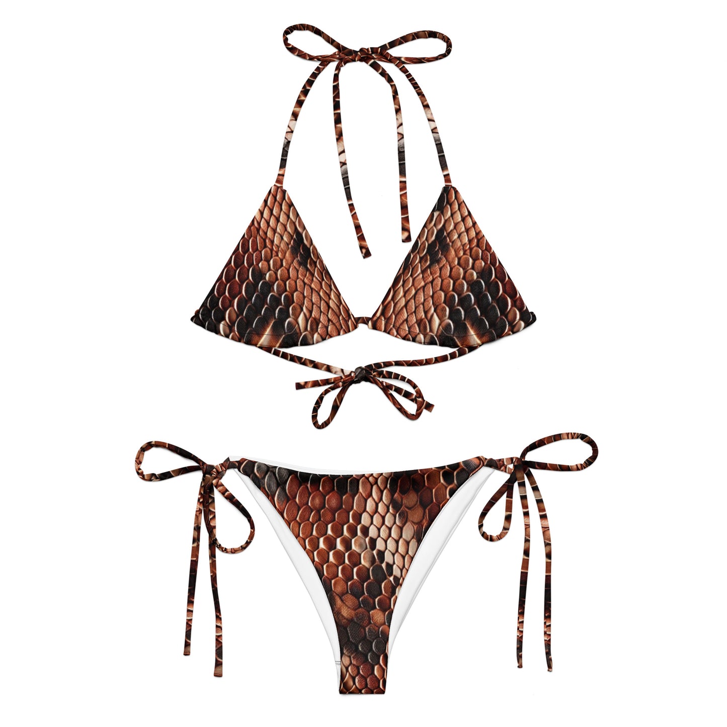 Copperhead Snake Print String Bikini For Women