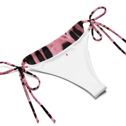 Pink Leopard Fur Custom Print String Bikini