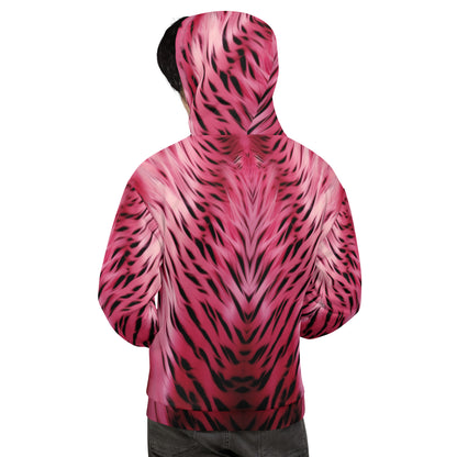 Pink and Black Zebra Fur Custom Print Unisex Hoodie