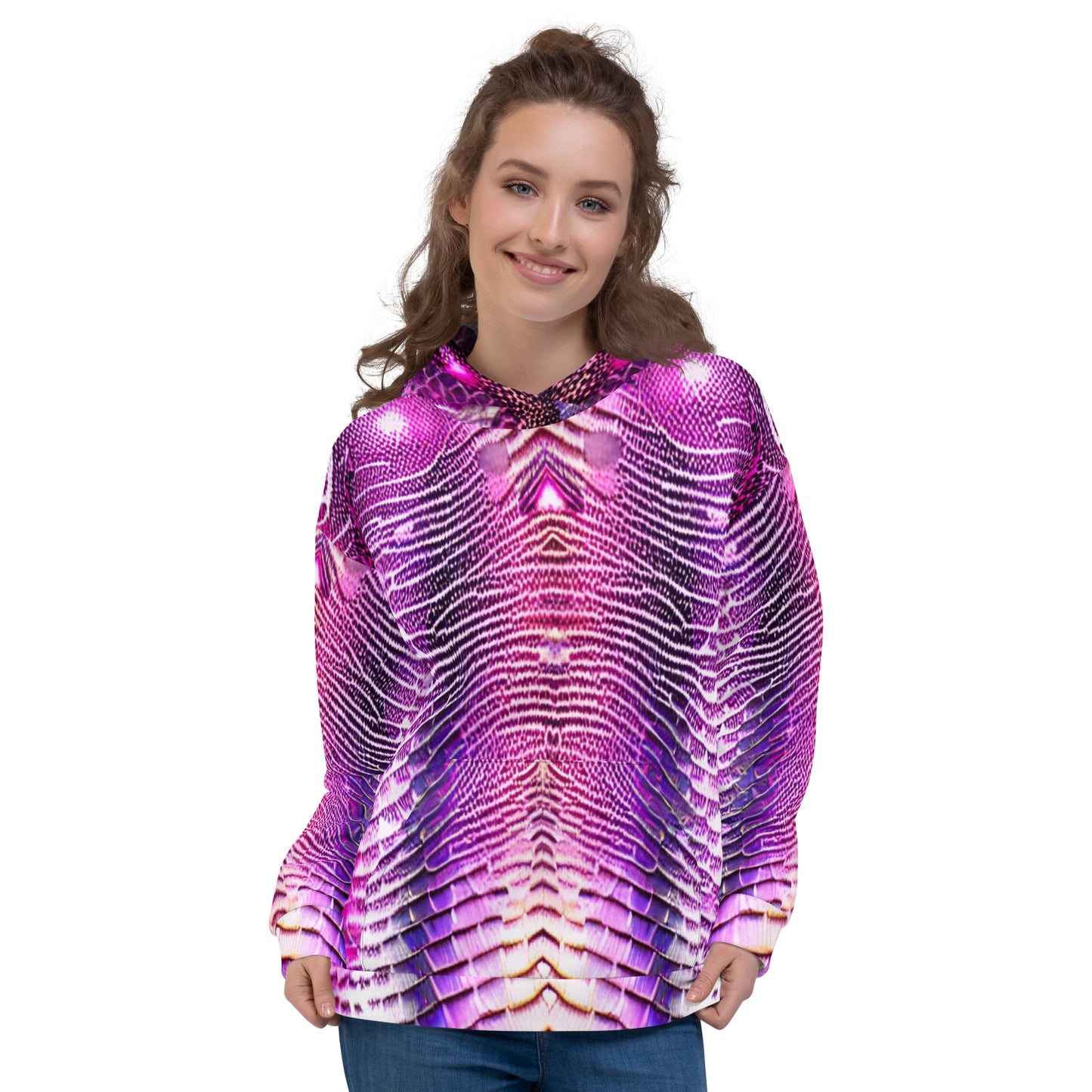 Pink & Purple Shimmering Scales Unisex Designer Hoodie