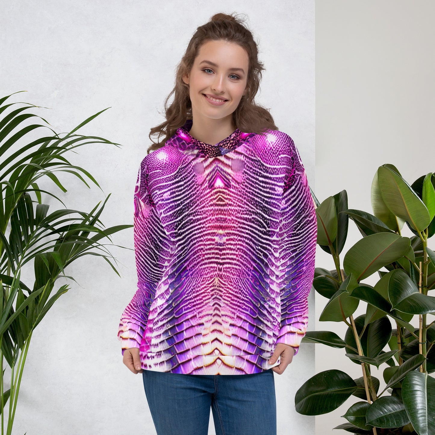 Pink & Purple Shimmering Scales Unisex Designer Hoodie