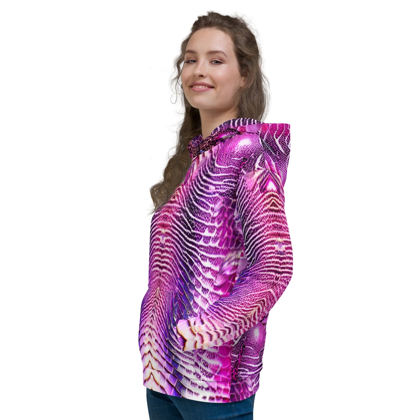 Pink & Purple Shimmering Scales Unisex Designer Hoodie