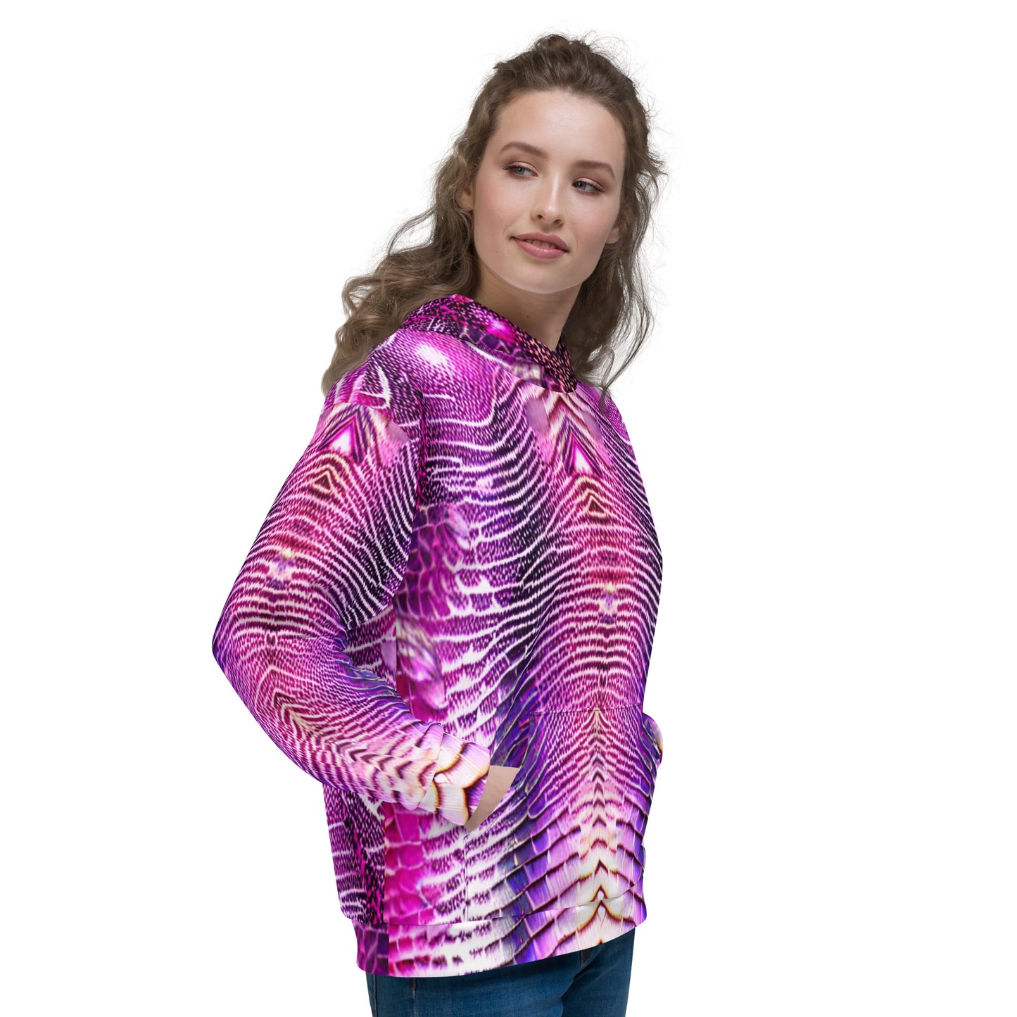 Pink & Purple Shimmering Scales Unisex Designer Hoodie