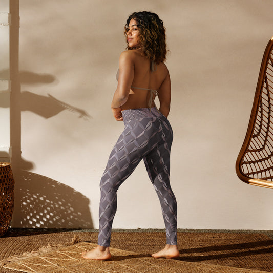 Diamond Plate Pattern Printed Yoga Leggings For Women