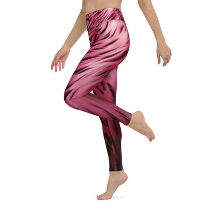 Pink and Black Zebra Fur Custom Print Yoga Leggings